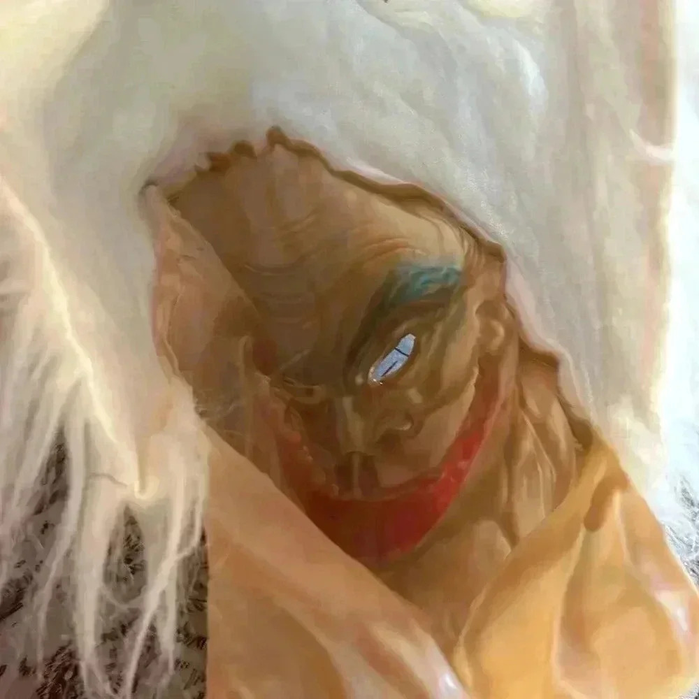 Vintage Halloween Mask Old Man Hag Witch With White Hair Hood Latex Costume 70s - Picture 6 of 9
